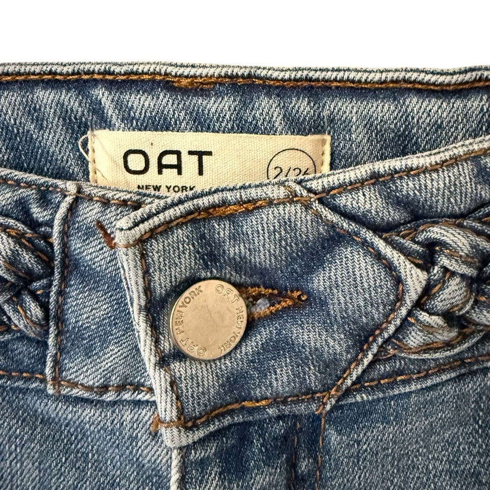 NWT Women's OAT New York Light Wash High Rise Flare Denim Jeans Size 2/26 - Picture 4 of 7